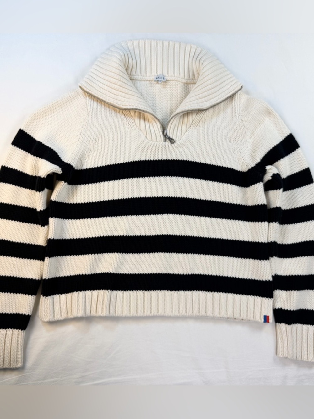 Kule The Matey Black & Cream Striped Cotton Knit Sweater Small EUC - Picture 4 of 12